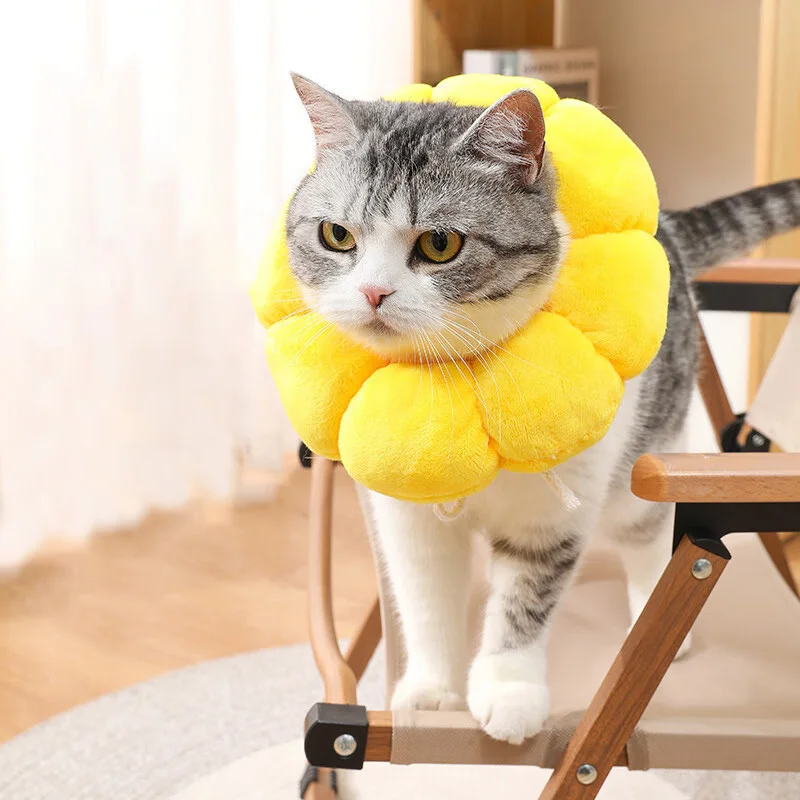 

Pet Cat Dog Elizabeth Circle Collar sunflower Cotton Adjustable Postoperative Protection Anti-Scratch Biting Pet Head Cover