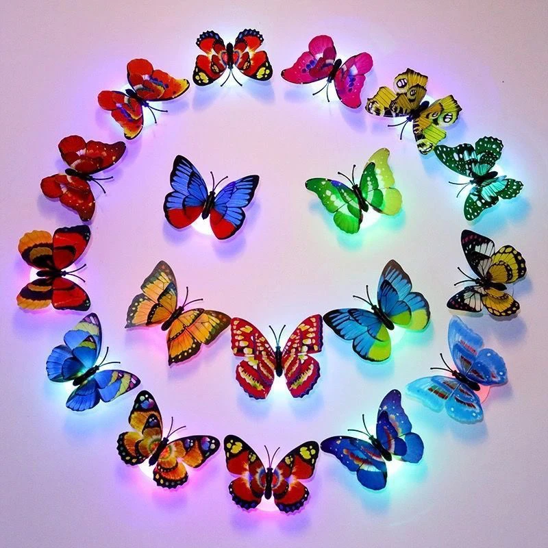 LED Colorful Luminous Butterfly Night Light Can Be Glued 3D Three-dimensional Night Light Luminous Butterfly Wall Paste