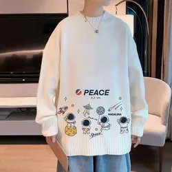 Soft Waxy Sweater Men's Autumn And Winter Thickened Inschao Brand Round Neck Bottomed Sweater Korean Loose Lazy Wind Sweater