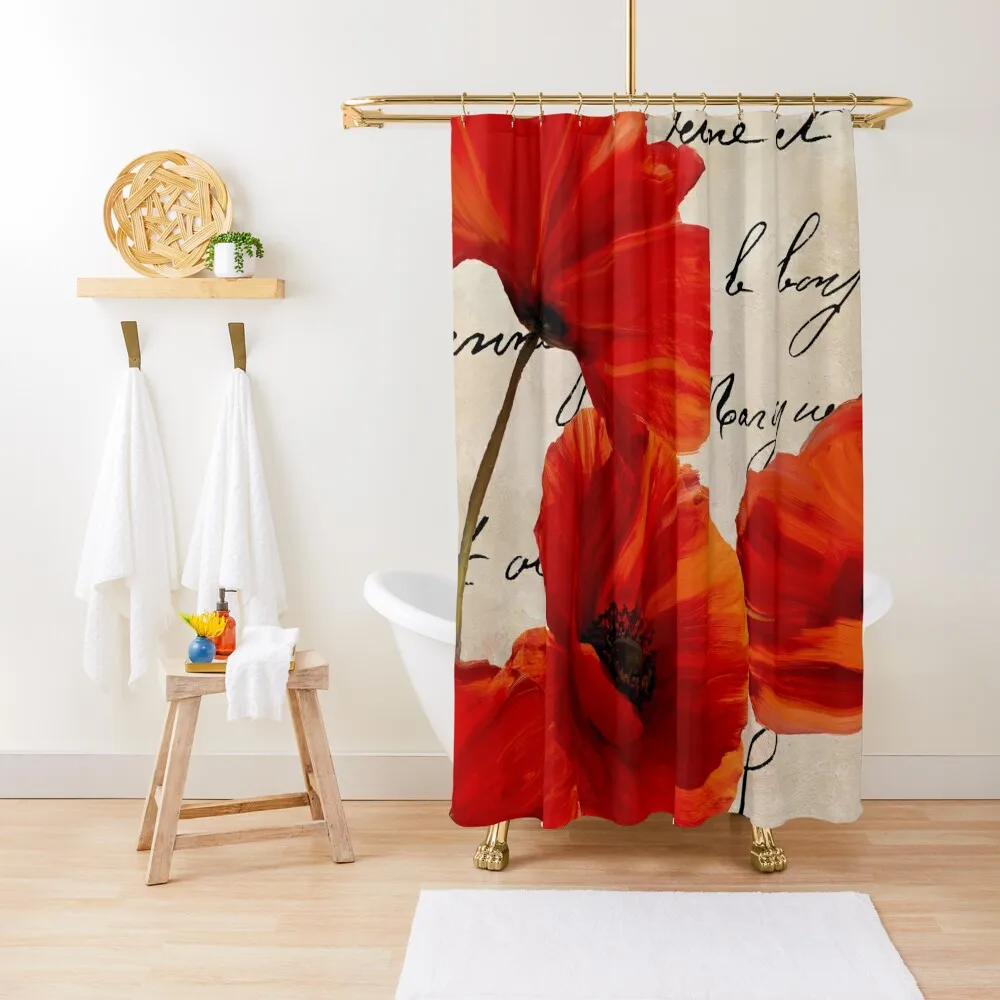 

Coquelicots Rouge I Shower Curtain Bathroom Accessorys Shower Waterproof For Bathroom Shower Waterproof Fabric Curtain