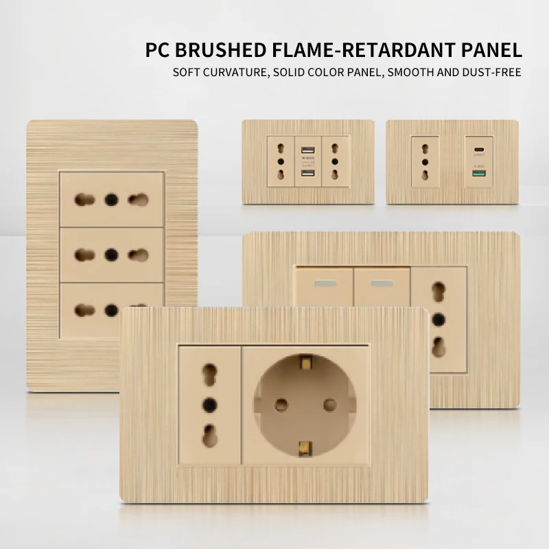 

Italian Chilean switch Type-C fast charging 20W plastic panel light switch intelligent dual USB wall plug Eu plug enchufes Meta