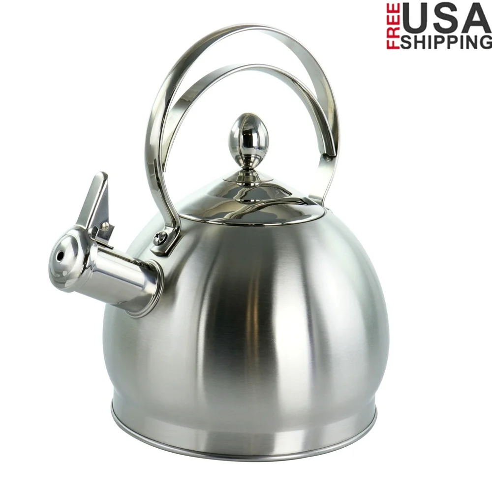 

Stainless Steel Whistling Kettle 2.8L Stovetop Induction Safe Durable Easy Pour Flip Spout Efficient Heating Ideal Large