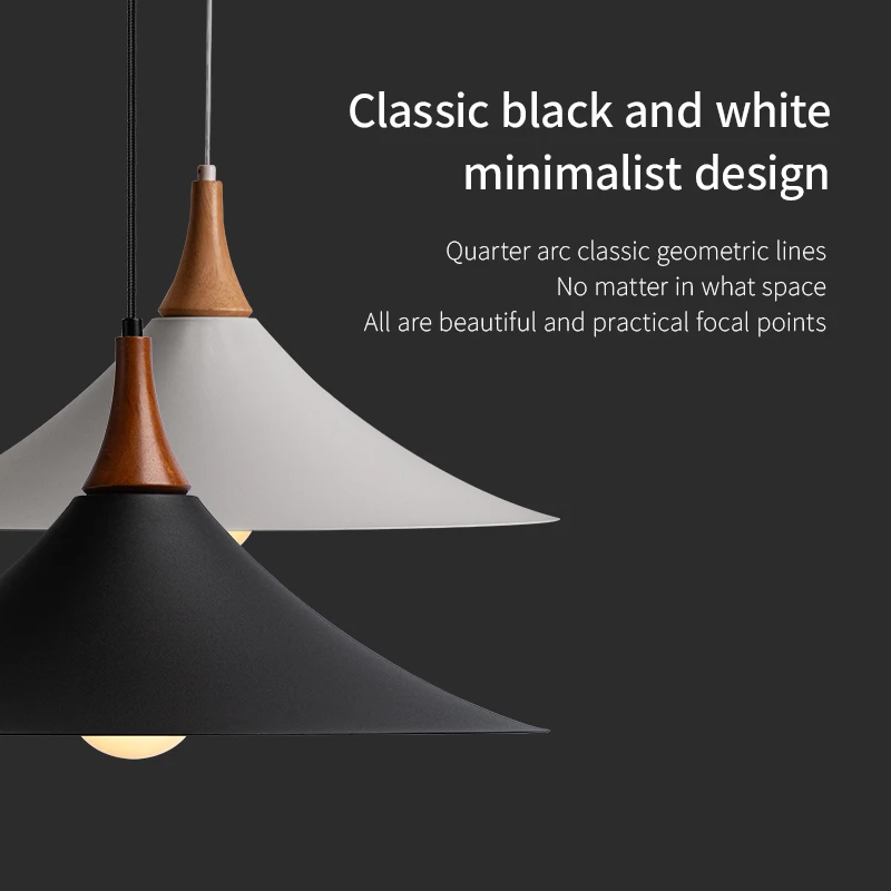 Aisilan Simple LED Pendant Light Hanging Light Triangle Wood E27 Bulb for Dining Kitchen Room Office Bar Island Chandelier