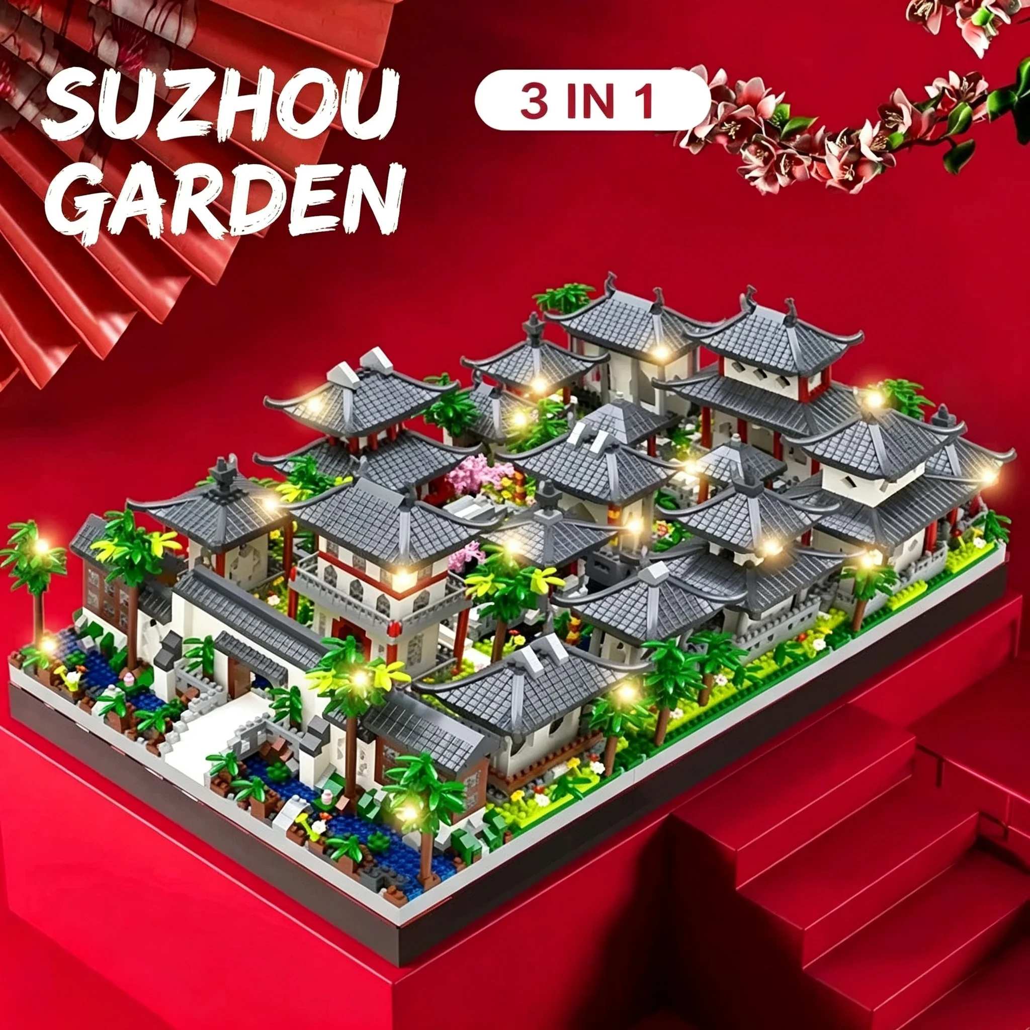 Chinese Suzhou Garden Building Blocks,Mini Particle DIY Bricks Set,High‑Difficulty Assemble Toy, Desktop Ornament for Kids  Gift