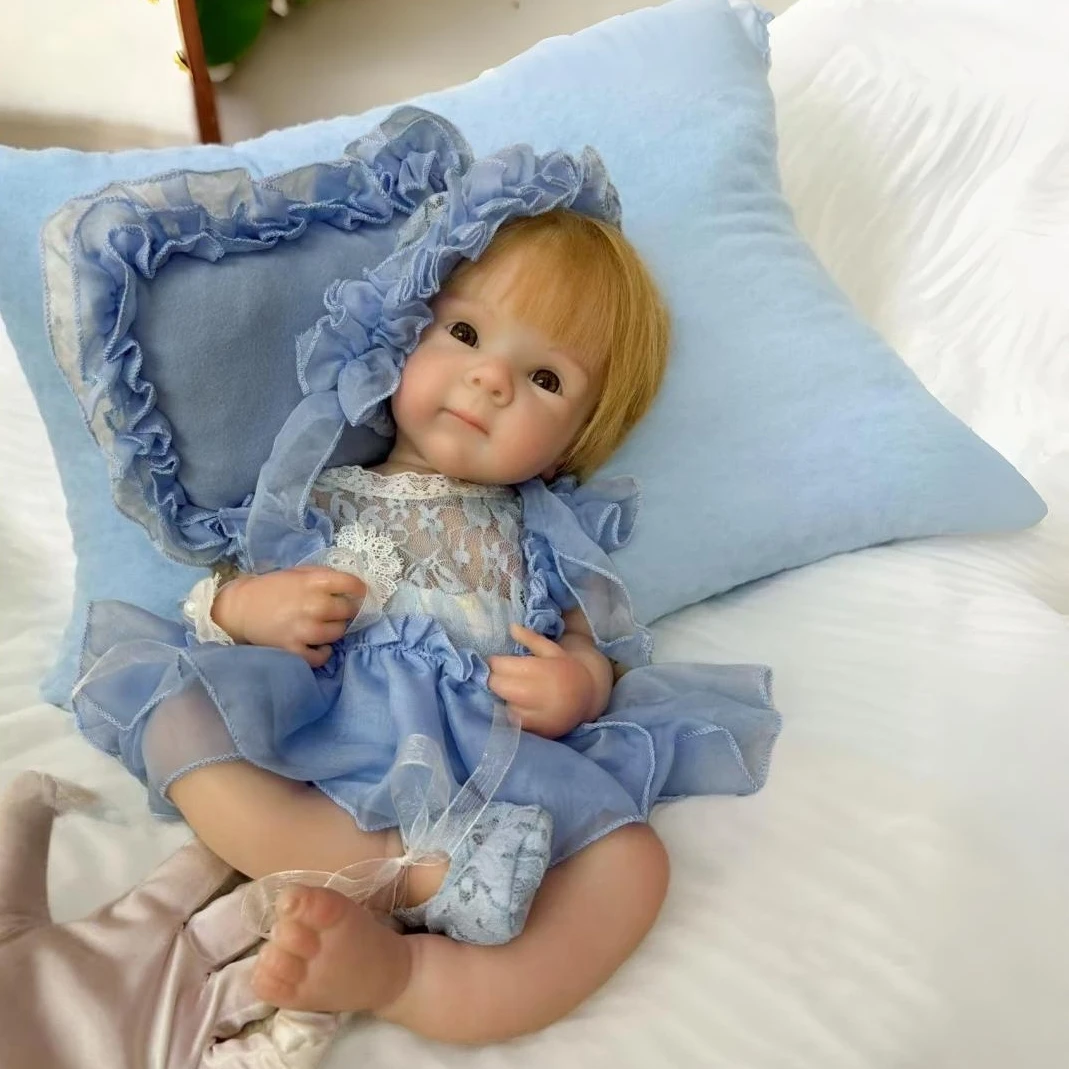 45cm Cuddly Open Mouth Bettie Solid Silicone Bebe Reborn Girl Doll With Rooted Hair Washable Lifelike reborn tam silicon bebek