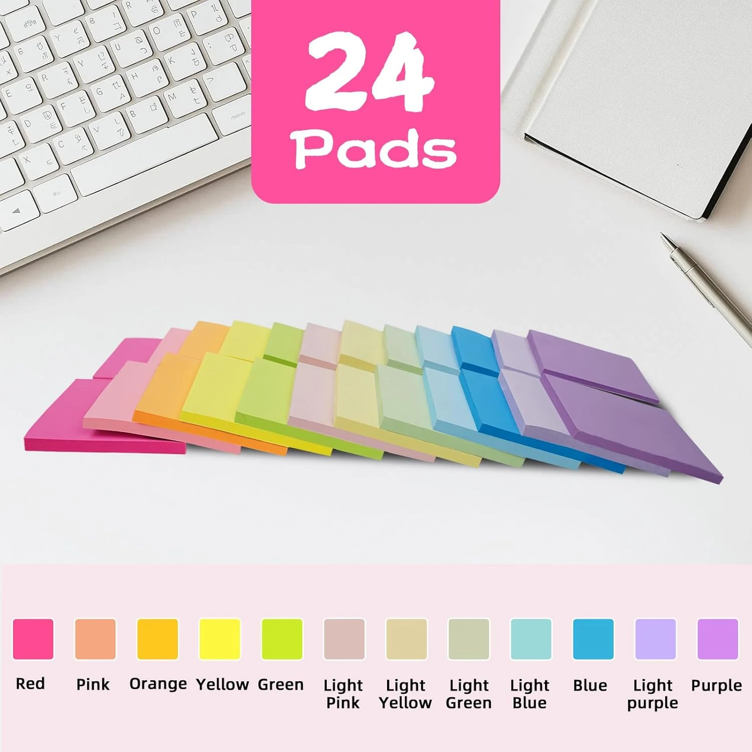 12 Pads / 24 Pads Sticky Notes 3X3 Inch Memopad School Stationery Office Gift Mix Colors