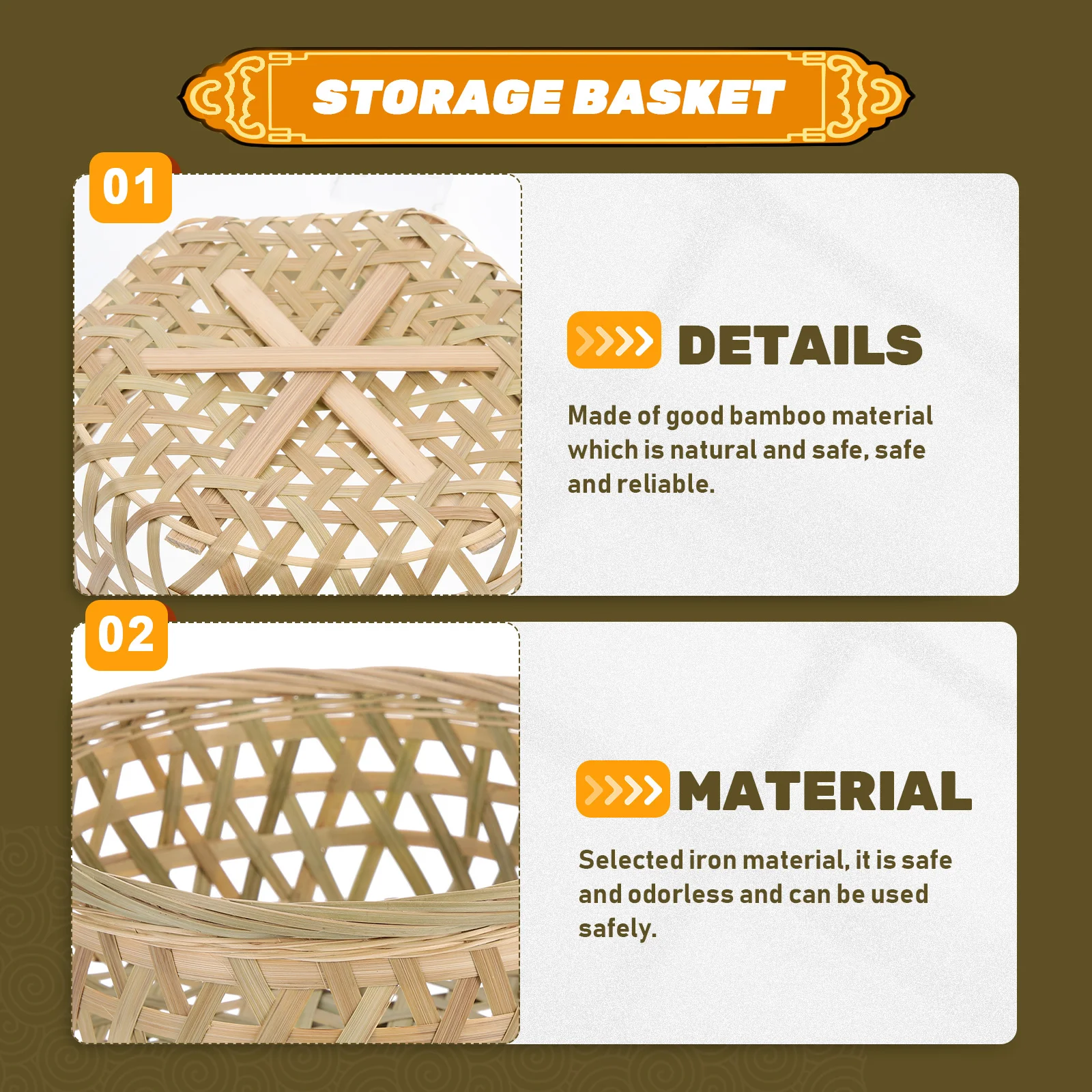 

Bamboo Weaving Food Basket Fruit Storage Container Kitchen Home Use Woven Basket For Snacks Fruits Desserts Multipurpose