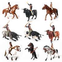 Simulation Farm Animals Bullfighting Cowboy Bull Horse With Rider Playset  Model Action Figures Toy Collectible Gift for Kids