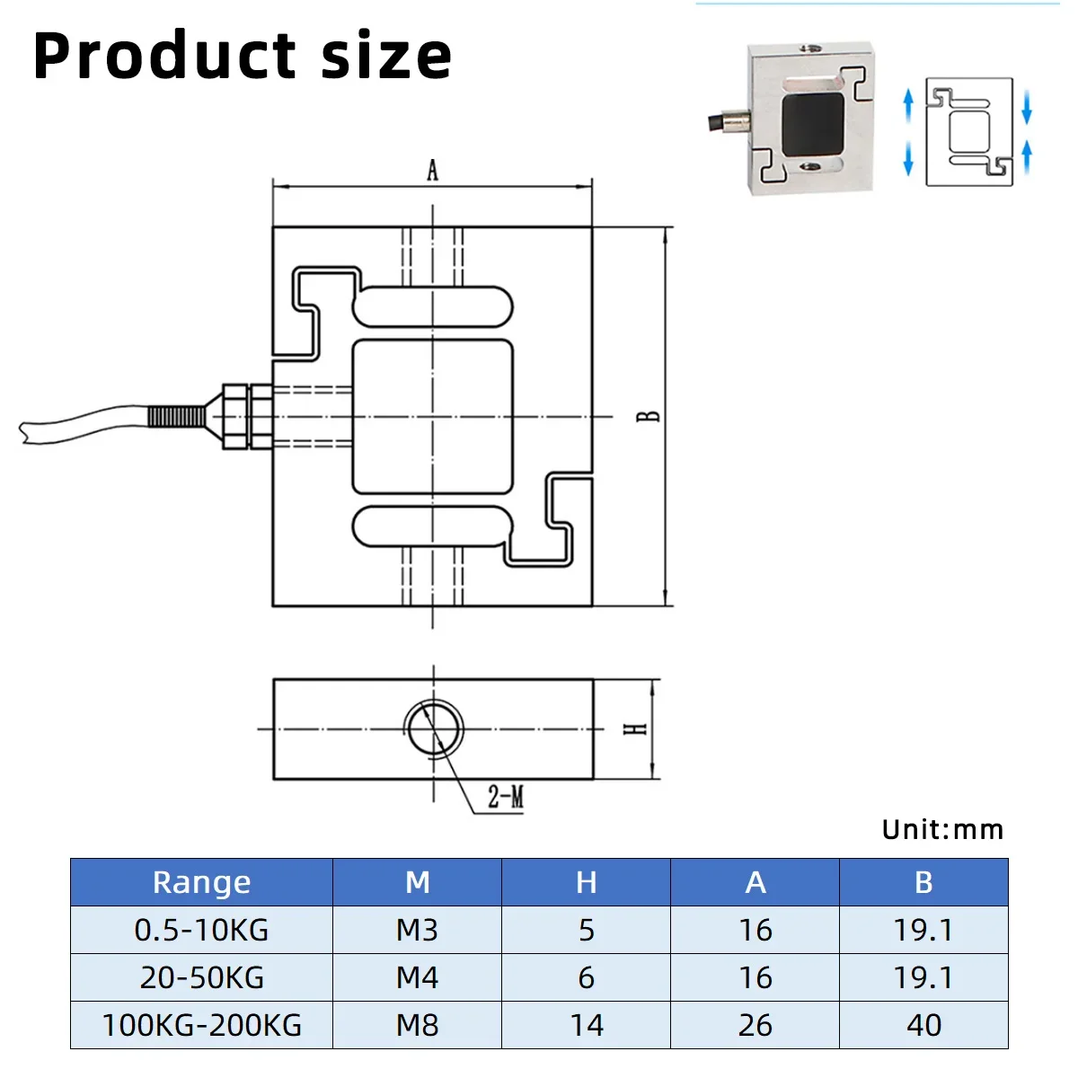 Micro S-type Tension Pressure Sensor Force Measurement Weighing Pressure Mobile Phone Industrial Robot Automation Tester