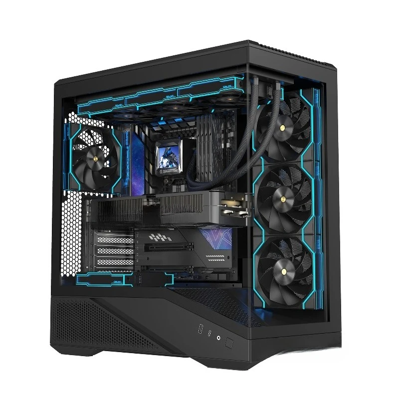

Desktop computer chassis Sea view room computer 360 water-cooled glass side transparent USB3.0 e-sports chassis