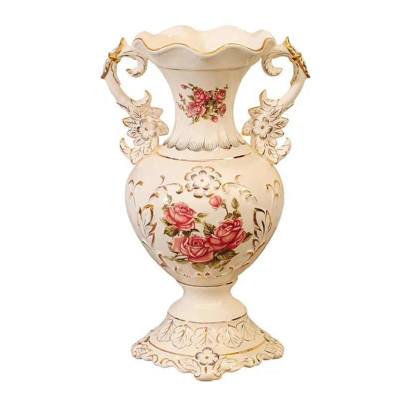 

European ceramic vase binaural high-end luxury living room entrance ornament TV cabinet home decoration characters
