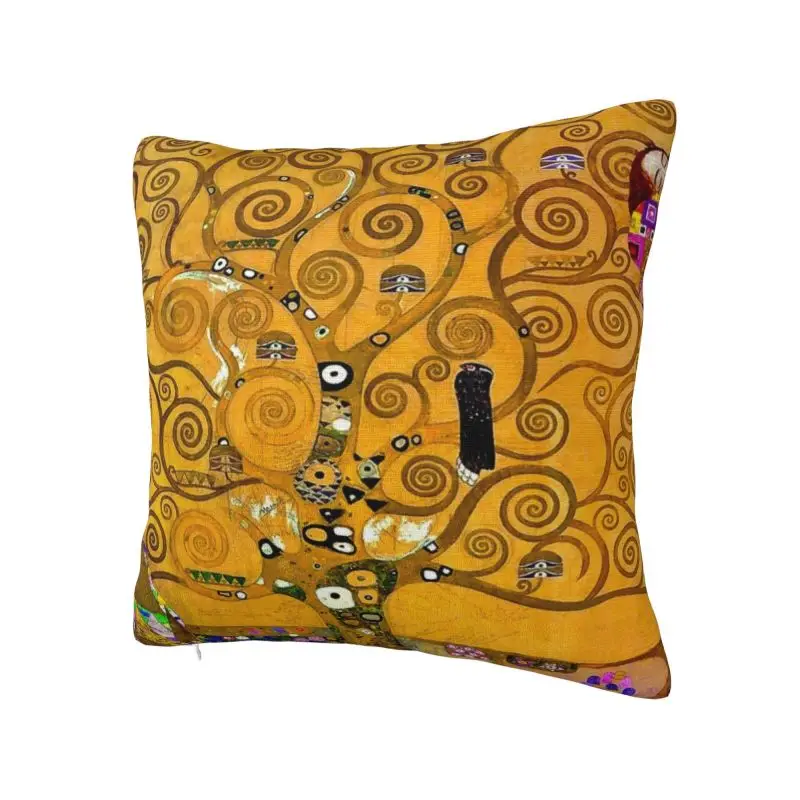 Funda de cojín de lujo de árbol de la vida de Gustav Klimt, 40x40cm, pintura de terciopelo, almohada artística para sofá, funda de almohada cuadrada, decoración del hogar