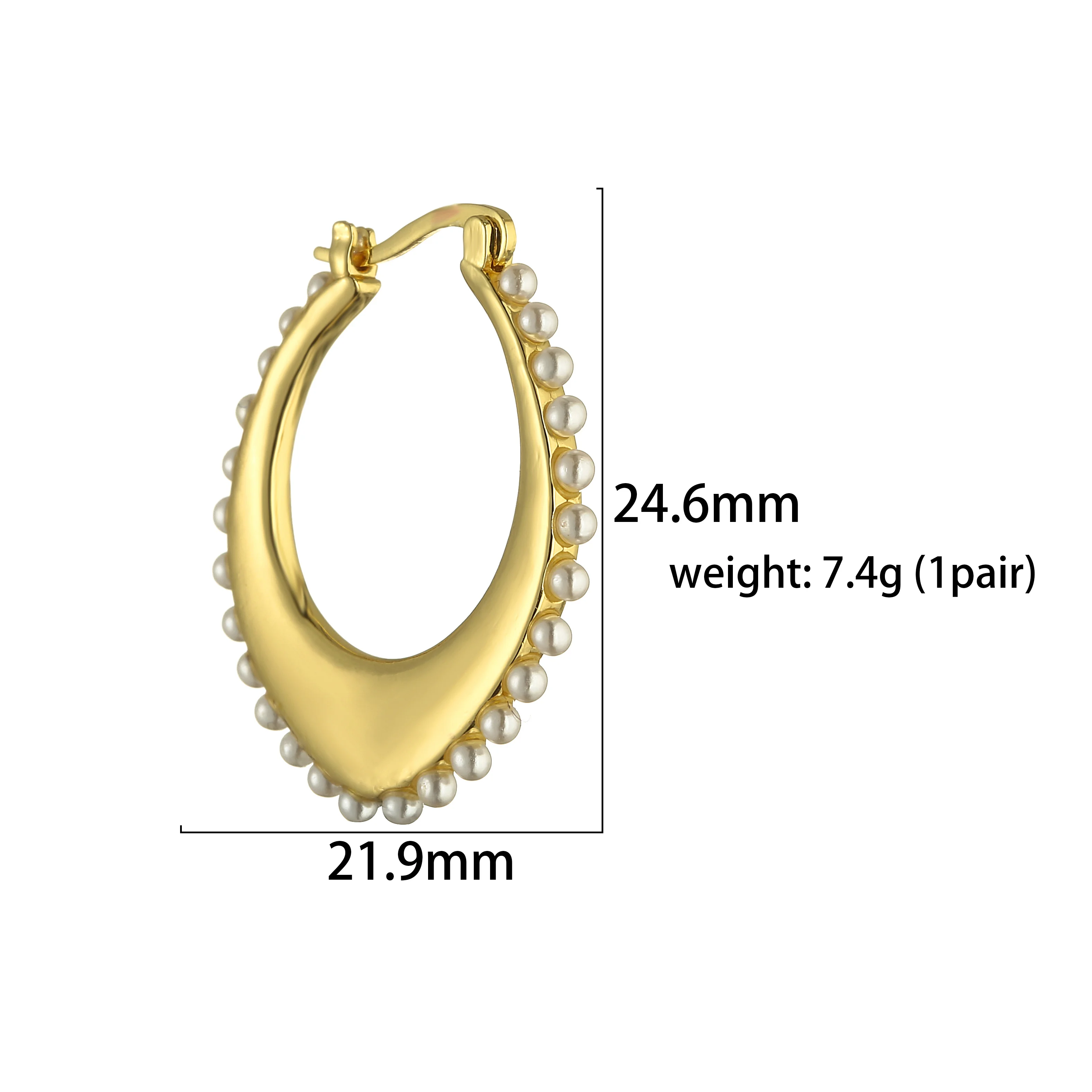 HECHENG,Elegant Artificial Pearl Brass Hoop Earrings New Fashion Jewelry Party Sweet Accessories For Woman Gift