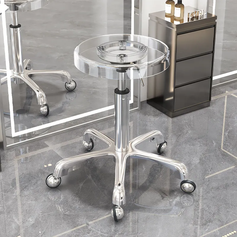 

portable small barber chair height adjustable wheeled round hairdressing chair swivel movable cadeira giratória furniture