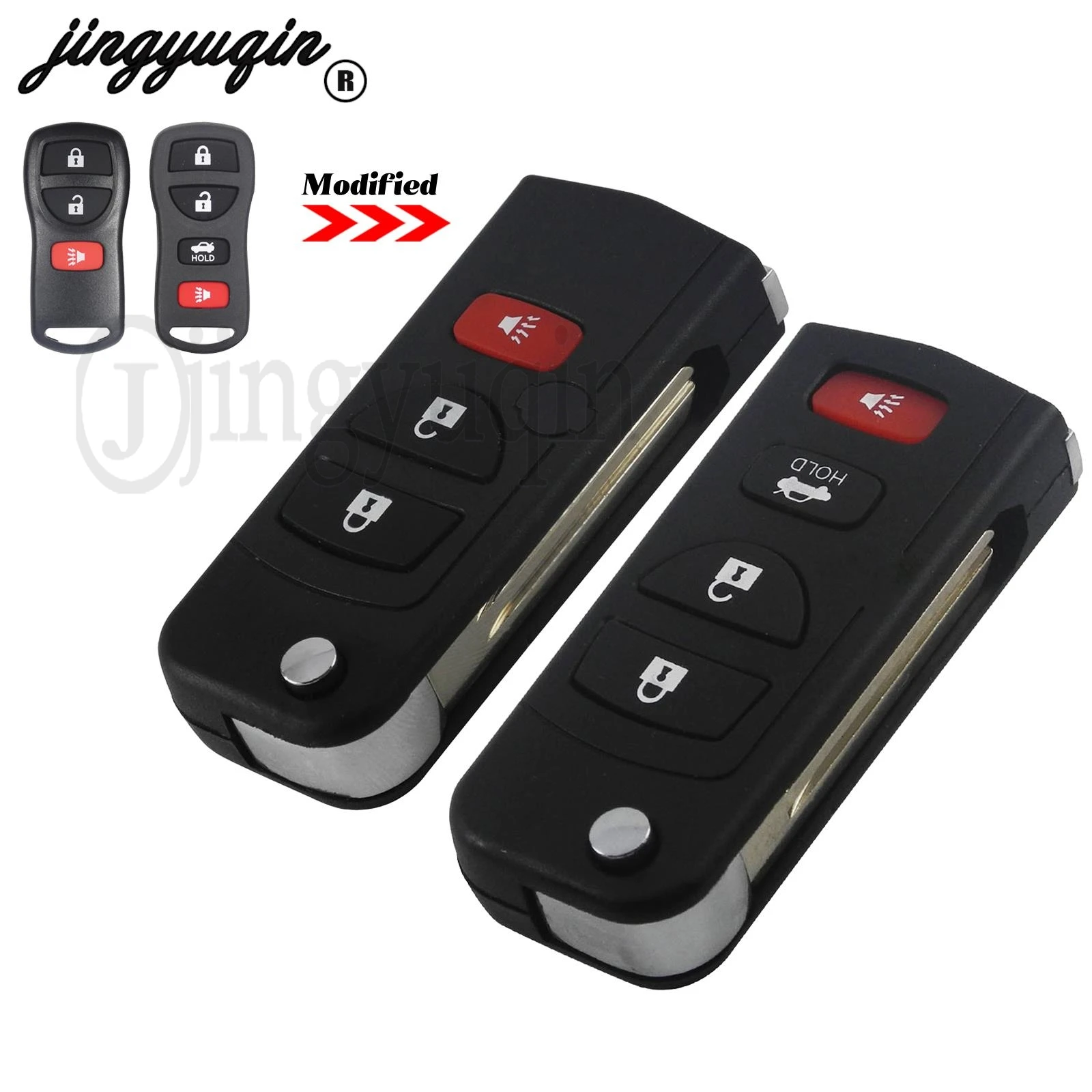 jingyuqin 3/4 Buttons Folding Flip Remote Car Key Shell Case For Nissan Sentra Altima Maxima fit INFINITI G35 I35 350Z