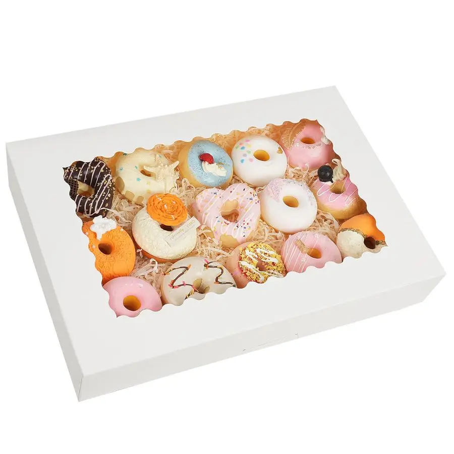 

40pcs Large Bakery Boxes, 16x11x2.5 Inches AutoPopup Cookie Boxes with Window for Donuts, Treats, Pastries, Pies, Muffins, Choco