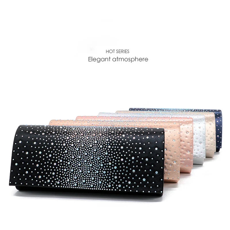 2024 New Style Ladies Evening Bag PU Leather With Rhinestones Celebrity Bag Bride Wedding Dress Fashion Party Women Clutch