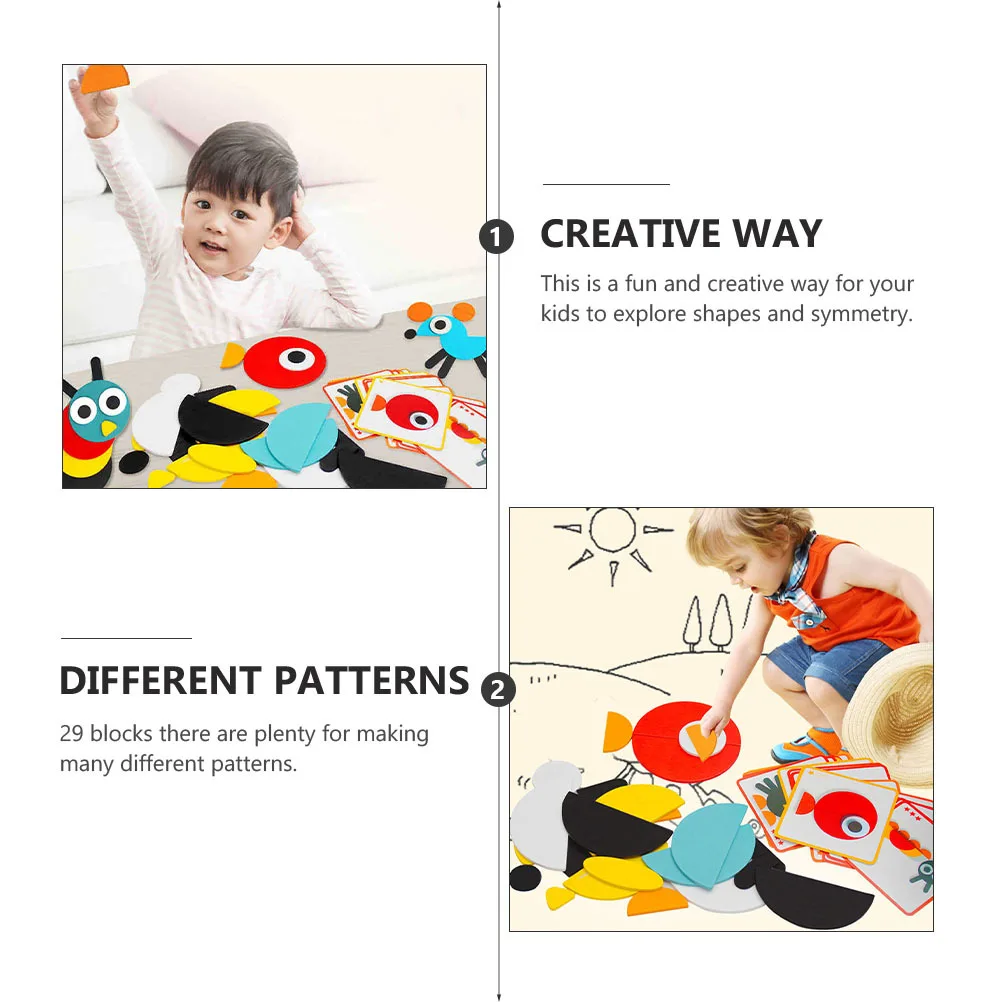 

1 set 1 Set Wooden Pattern Blocks Tangram Puzzle Geometric Shape Sorting Game Educational For Kids Preschool Learning Jigsaw