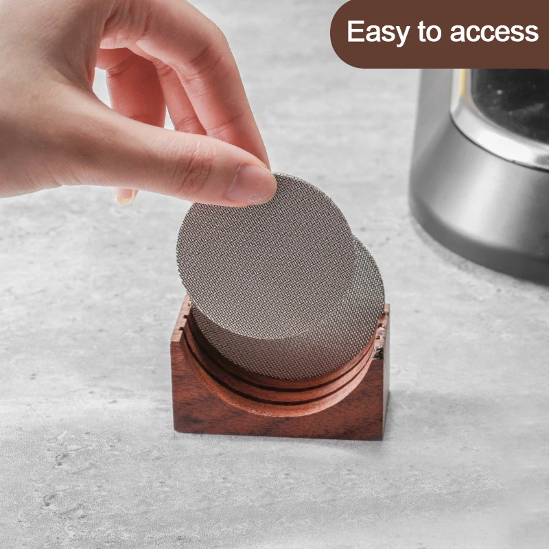 Espresso Coffee Filter Screen Holder Coffee Making Puck Screen Bracket Wooden Walnut Stand Rack for 51MM/54MM/58MM Puck Screen