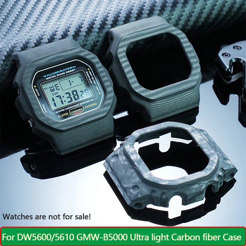 

DW5600 modify Carbon fiber Watch case For Casio DW5600 DW5610 GMW-B5000 Small Square Ultra light Carbon fiber Case Retro Bezel