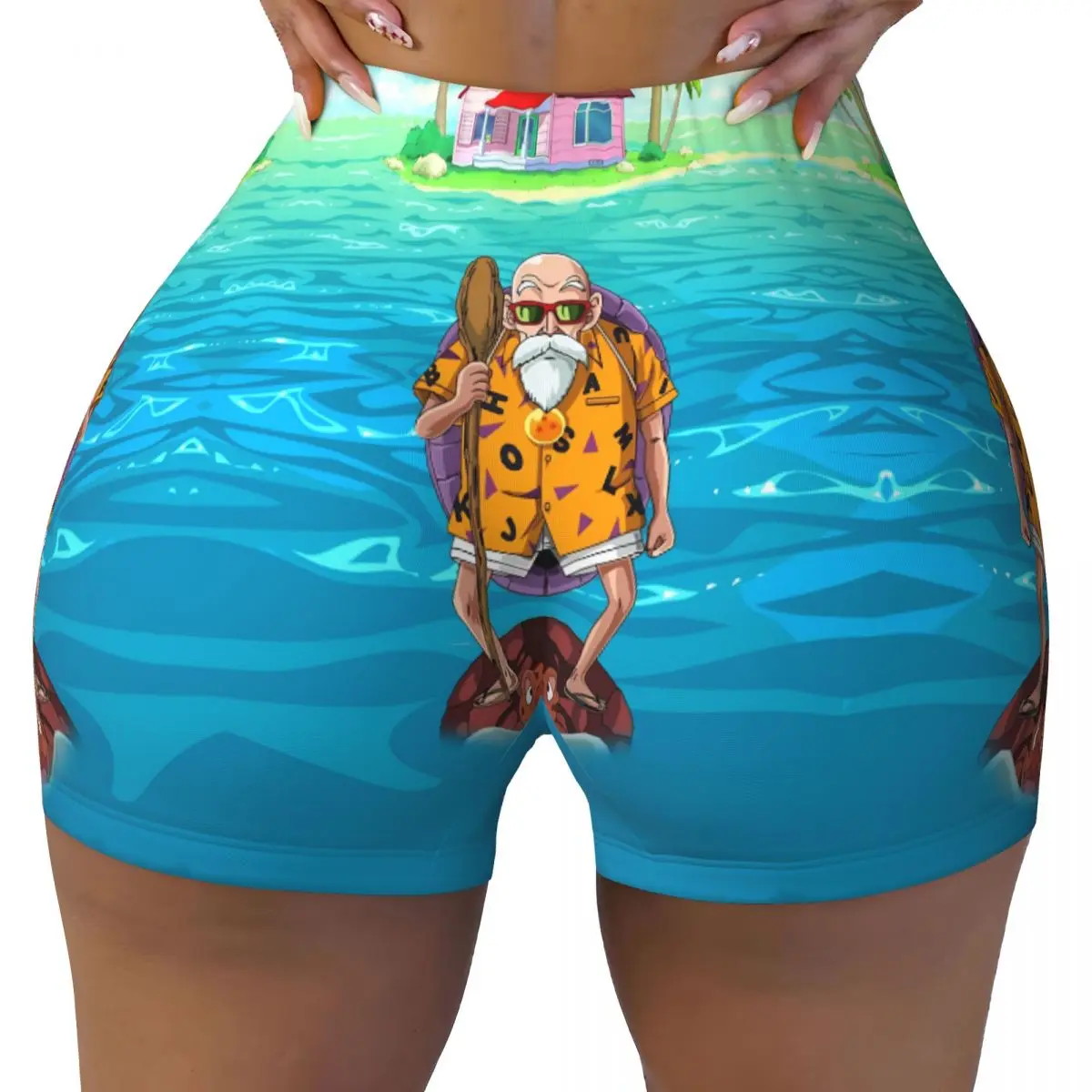 Shorts Deportivos Personalizados de Anime Master Roshi para Mujer, Shorts de Yoga y Gimnasio