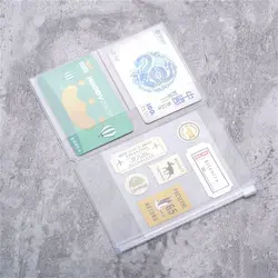 Bolsa de PVC con cremallera para Midori Travelers, cuaderno, diario, planificador, accesorio, tarjetero, almacenamiento estándar, bolsillo, pasaporte