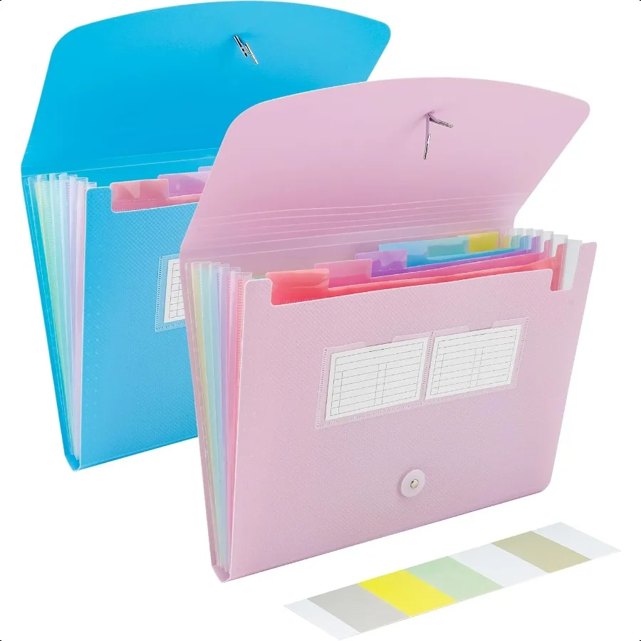 2 قطعة منظم ملفات الأكورديون 7 جيب توسيع مجلد الملفات مع تسميات A4 حجم الرسالة ورقة وثيقة تخزين استلام المنظم