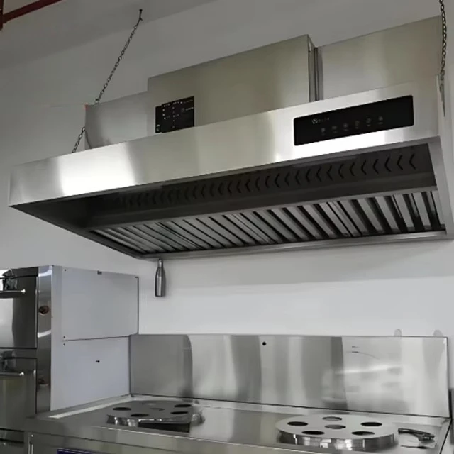 Ductless Integrated Commercial Range Hood, Kitchen Fume Extraction System Air‑Purifier for Catering Restaurant Kitchen