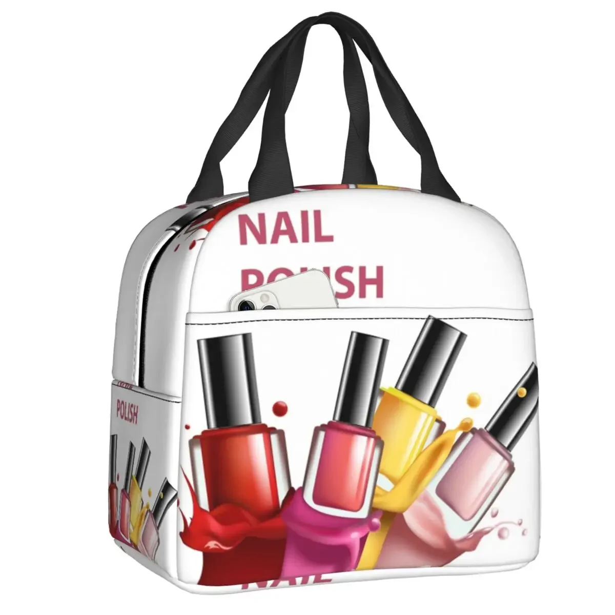 Custom Nail Polish Polka Dots Insulated Lunch Bags for School Office Waterproof Cooler Thermal Bento Box Women Kids
