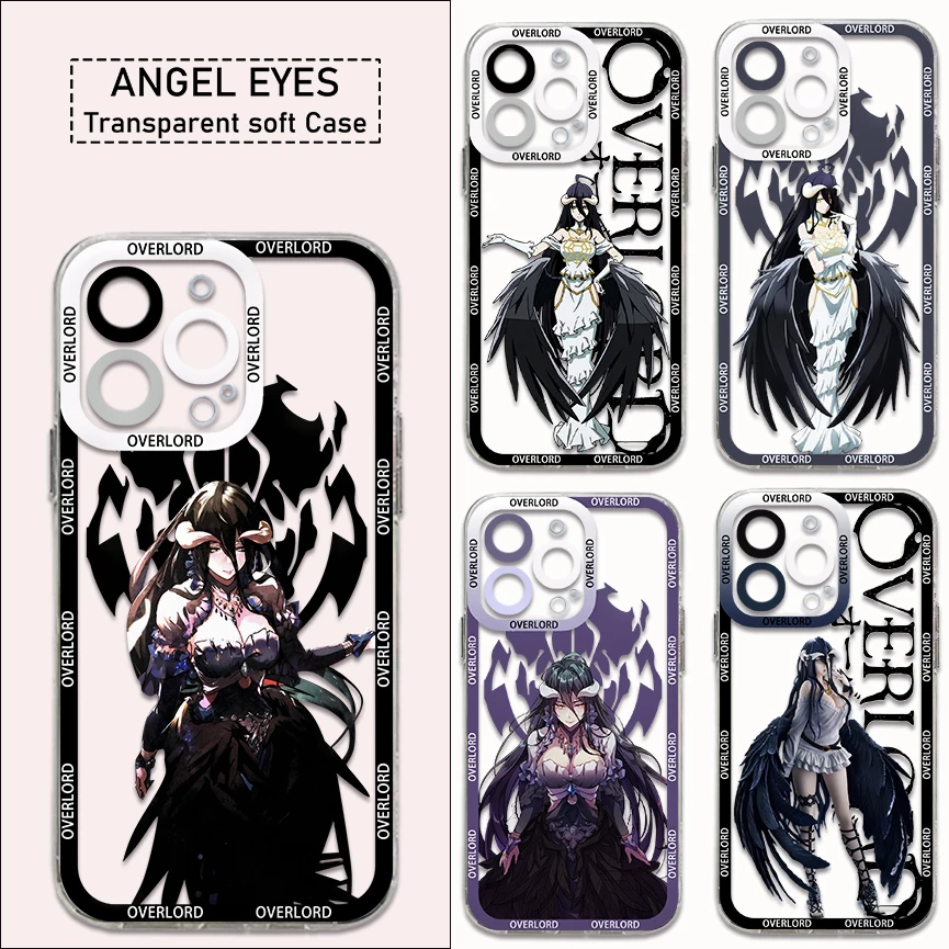 Anime OVERLORD Albedo Phone Case For iPhone 16 15 14 13 12 11 Mini Pro Max X XR XSMax 6S 6 7 8 Plus SE20 Transparent Cover