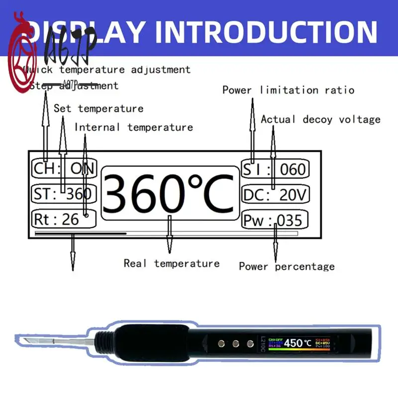 A67P-L210C PD 100W Portable Electric Soldering Iron 50-500°C Adjustable Temperature 0.99-Inch Color Screen Soldering Station
