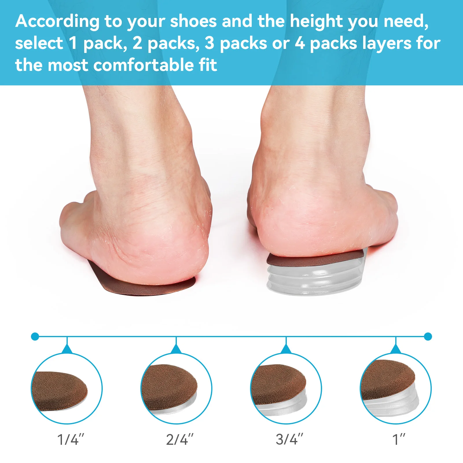 

Sumifun 1Pair Adjustable Height Increasing Insole Foot Arch Women's Heel Lifting Insole Gel Heel Inserted Cut Foot Pad Pedicure