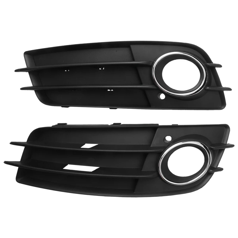 1 Pair Front Bumper Fog Light Grille Grill Cover Replacement For- A4 S-LINE S4 2008-2012 8K0807681C 8K0807682C