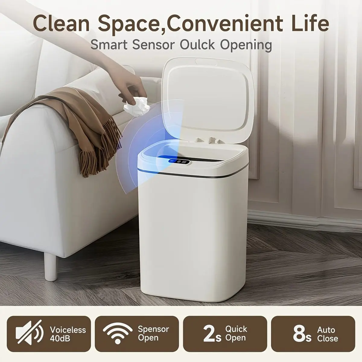 Advanced Intelligent Sensor Trash Can - Automatic Lid Opening, Odor-Sealing Garbage A