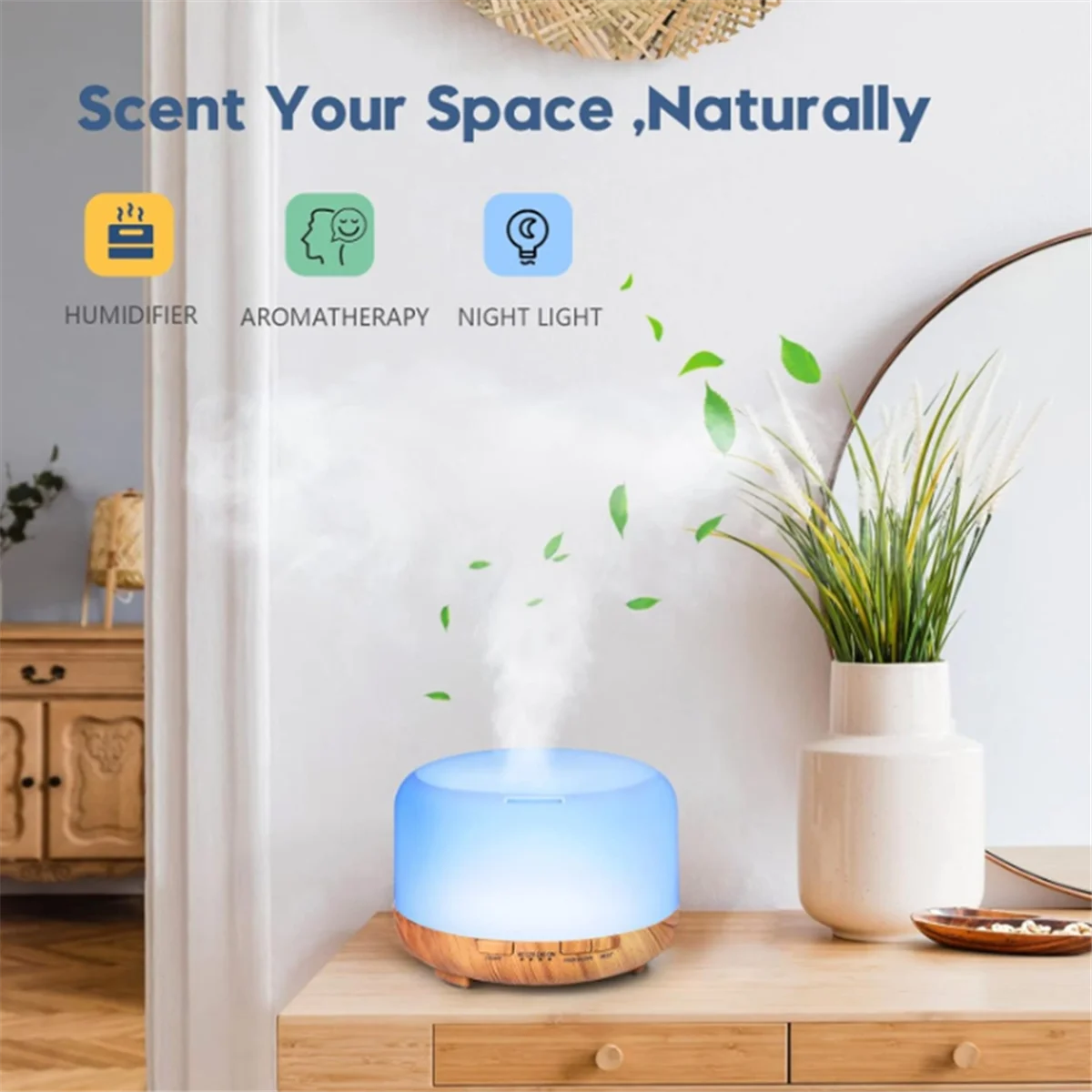 HOT Essential Oil Diffuser 500ml Humidifier Diffusers Aromatherapy Diffuser with Remote Control UK Plug