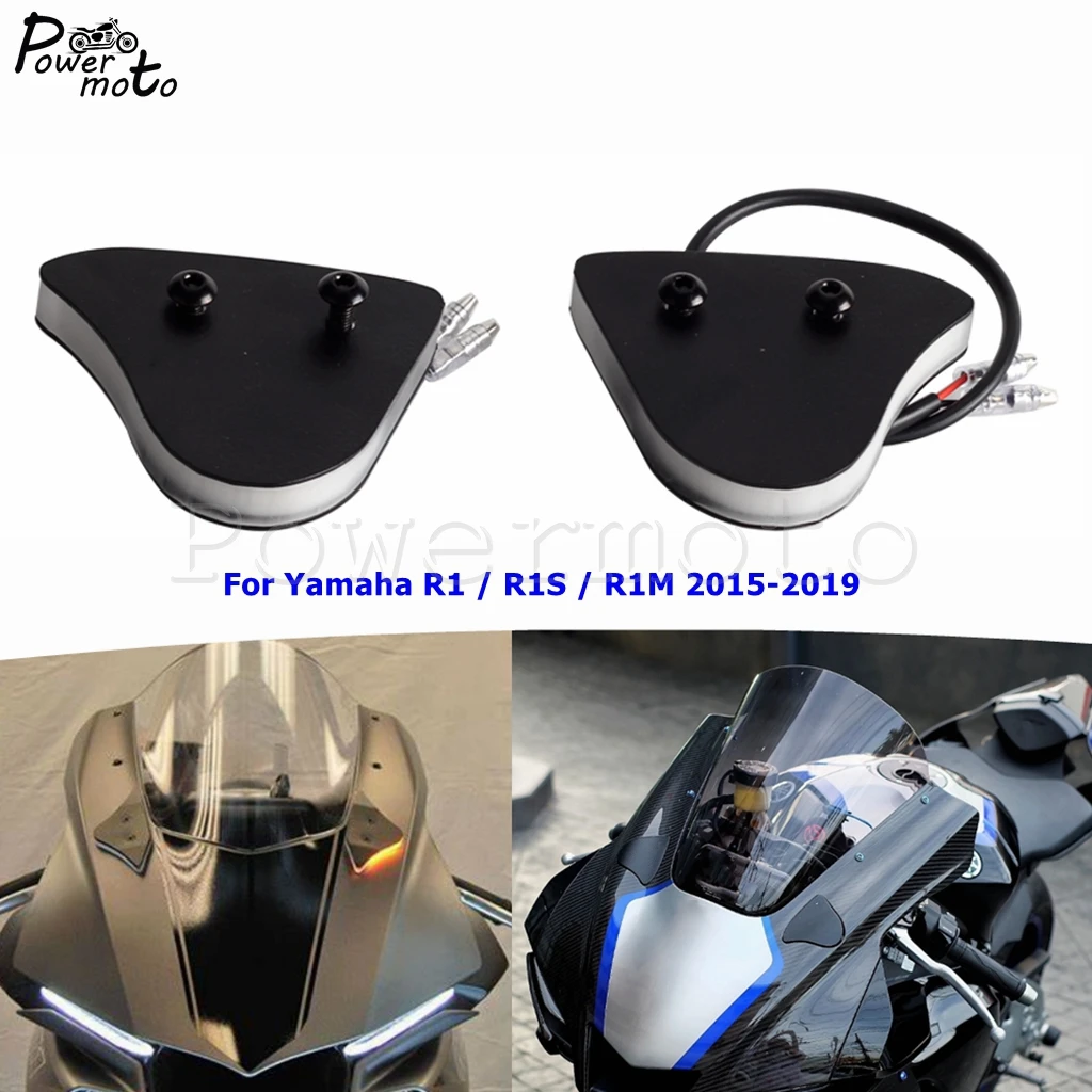 

Motorcycle Mirror Block Off LED Turn Indicator Lights For Yamaha R1 R1S R1M Front Front Amber Blinker Signals Lamp 2015-2019