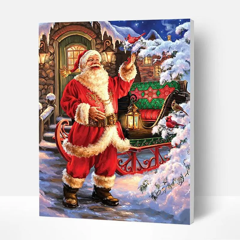 

Painting By Numbers Drawing Crafts Supplies For Adults Landscape Paintings Of Santa Claus Wall Art For Home Decor