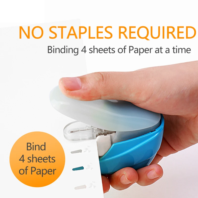 Book Paper Stapling Mini Portable Stapleless Stapler School Office Supplies
