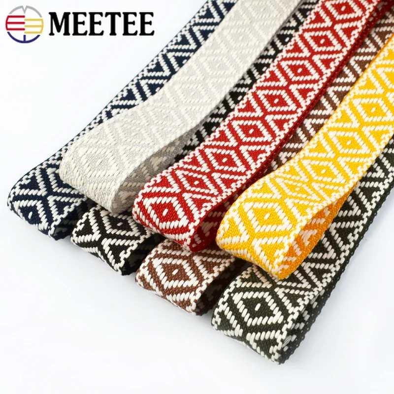 3/5/10M Meetee 38mm Jacquard Webbing Cotton Colorful Ribbon Tapes Bag Shoulder Straps Clothing Braid Tape DIY Sewing Accessories