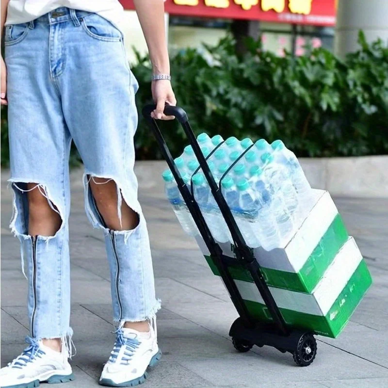 

Lightweight Expandable Folding Aluminum Handcart - 2-Wheel with Elastic Rope, Travel/Office/Shopping/Moving Essential