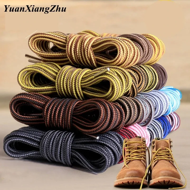 2pcs 150cm Boot Laces Heavy Duty,Personality Striped Two-Tone Round Shoelaces for Outdoor Boots, Sneakers, Casual British Shoes