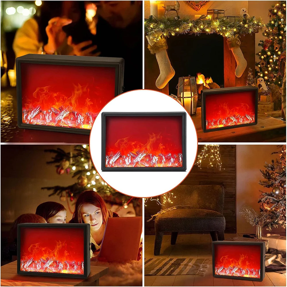 LED Flame Fireplace Lights Lamp Simulation Lantern USB Battery Powered Flameless Fire for Home Decor Christmas Courtyard