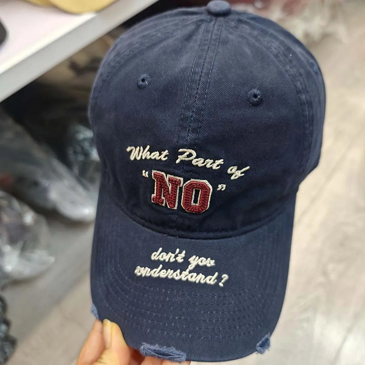 New Style Distressed Washed Baseball Cap with Three-dimensional Embroidery A Slim Visor Hat That Makes Your Face Look Smaller