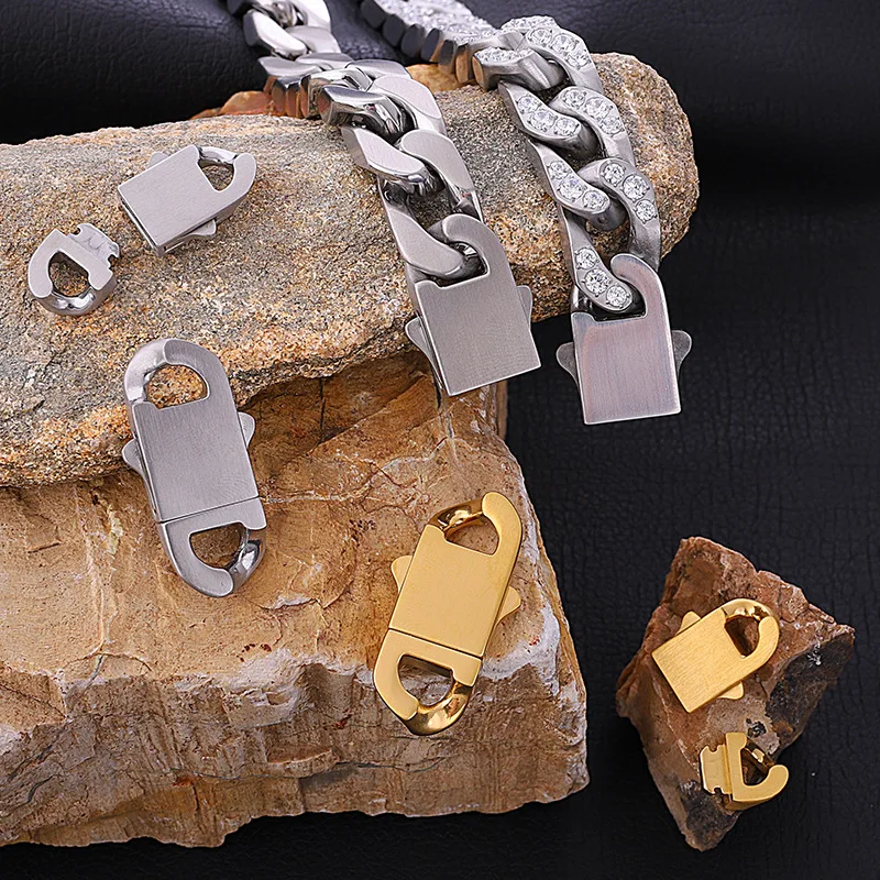 Stainless Steel Spring Clasps Lobster Clasp for Cuba Hiphop Chain Bracelet and Necklace Buckle Jewelry Making Accessories - view 3