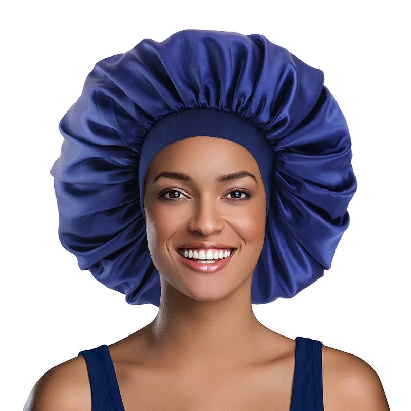 

large satin sleeping cap Silk Night Sleeping Cap Long Satin Bonnet With Head Tie Band Bonnet Edge Wrap For Women Curly Braid Hai