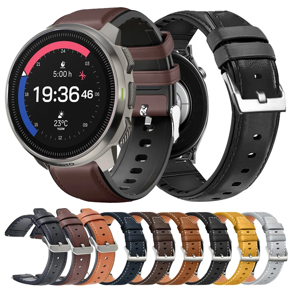 22mm Uhrenarmband für SUUNTO VERTICAL/OCEAN/RACE S/SUUNTO 5/9 PEAK PRO Vintage Leder Silikon Armbänder Smartwatch Uhrenarmband