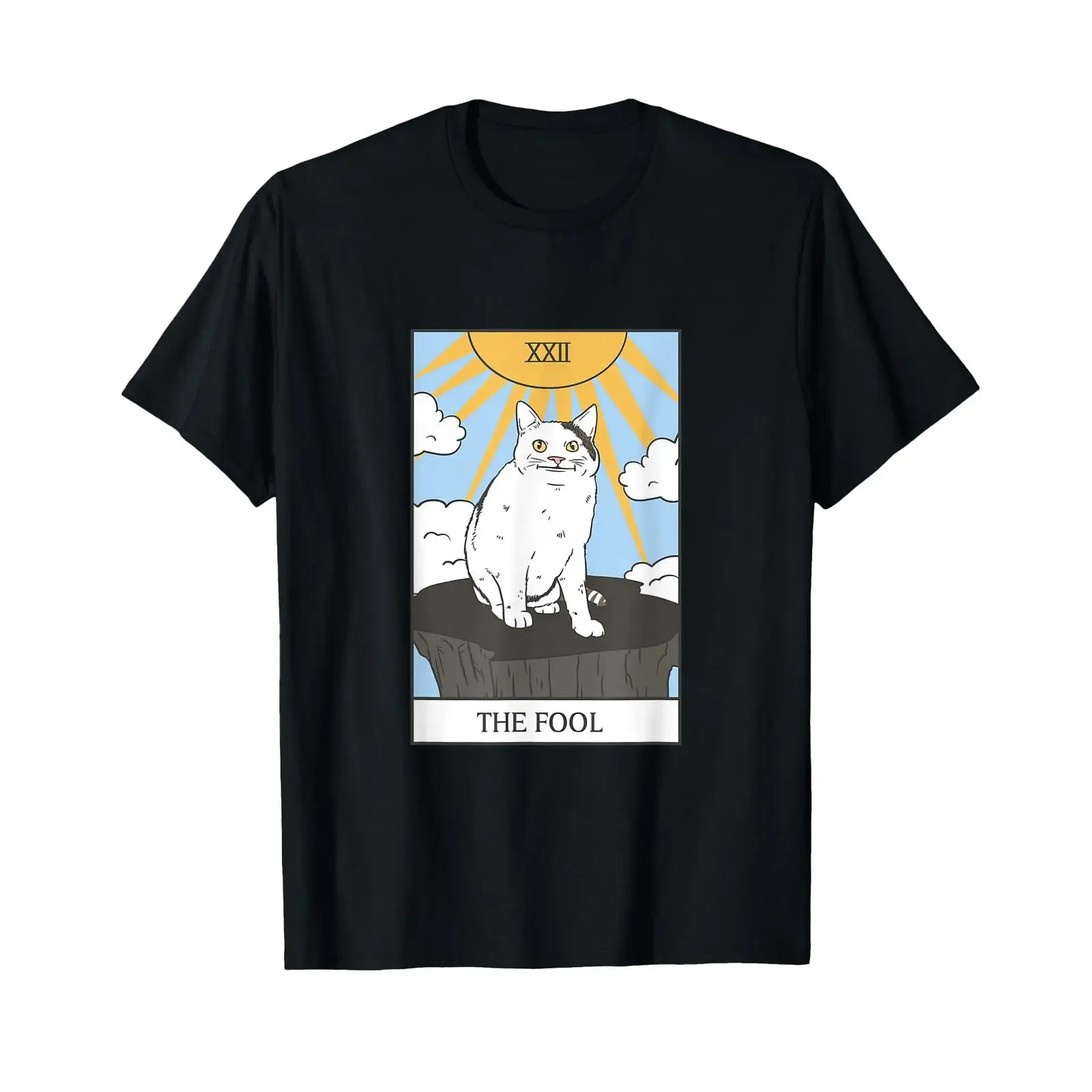 The Fool Tarot Card Ollie Polite Cat Meme T Shirt black vintage Washed fashion Stretched Comfortable graphic streetwear homme