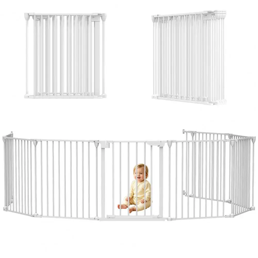 Safety Gate Extra Wide Pet Safety Gate with Auto Door Foldable Baby Fence Barrier for Stairs Doorways Hardware Mounted for Kids