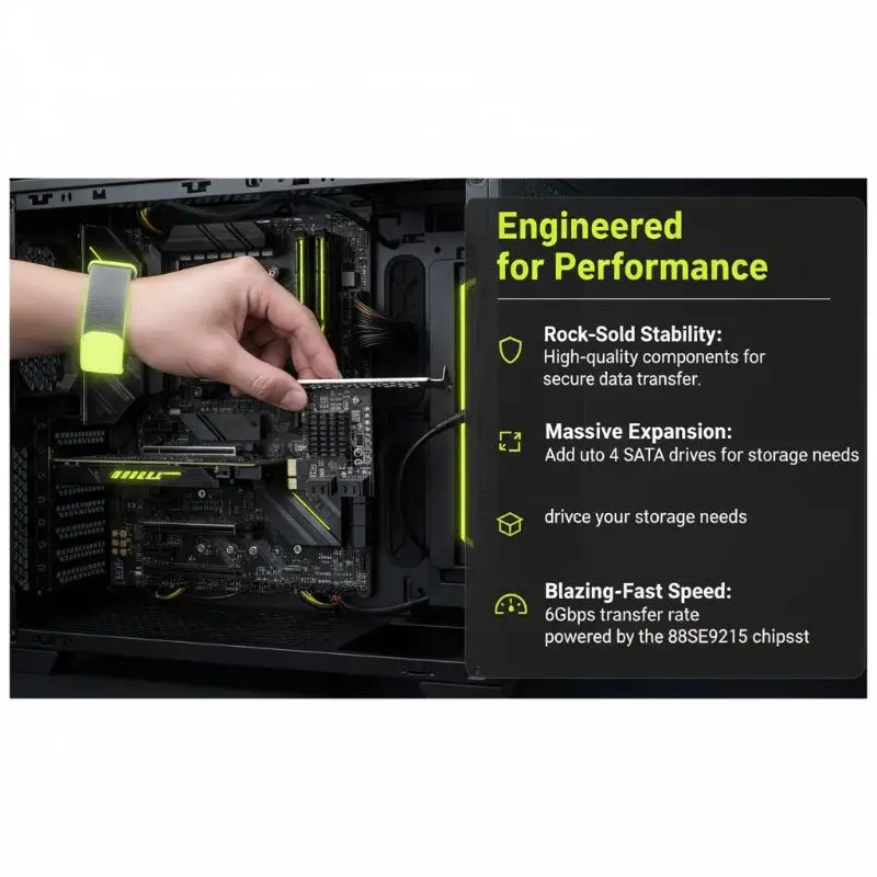 1Pcs 6Gbps SATA 3.0 To PCI-e 1X Adapter Expansion Card 4 Port Computer Card Connectors SATA III PCIe Card