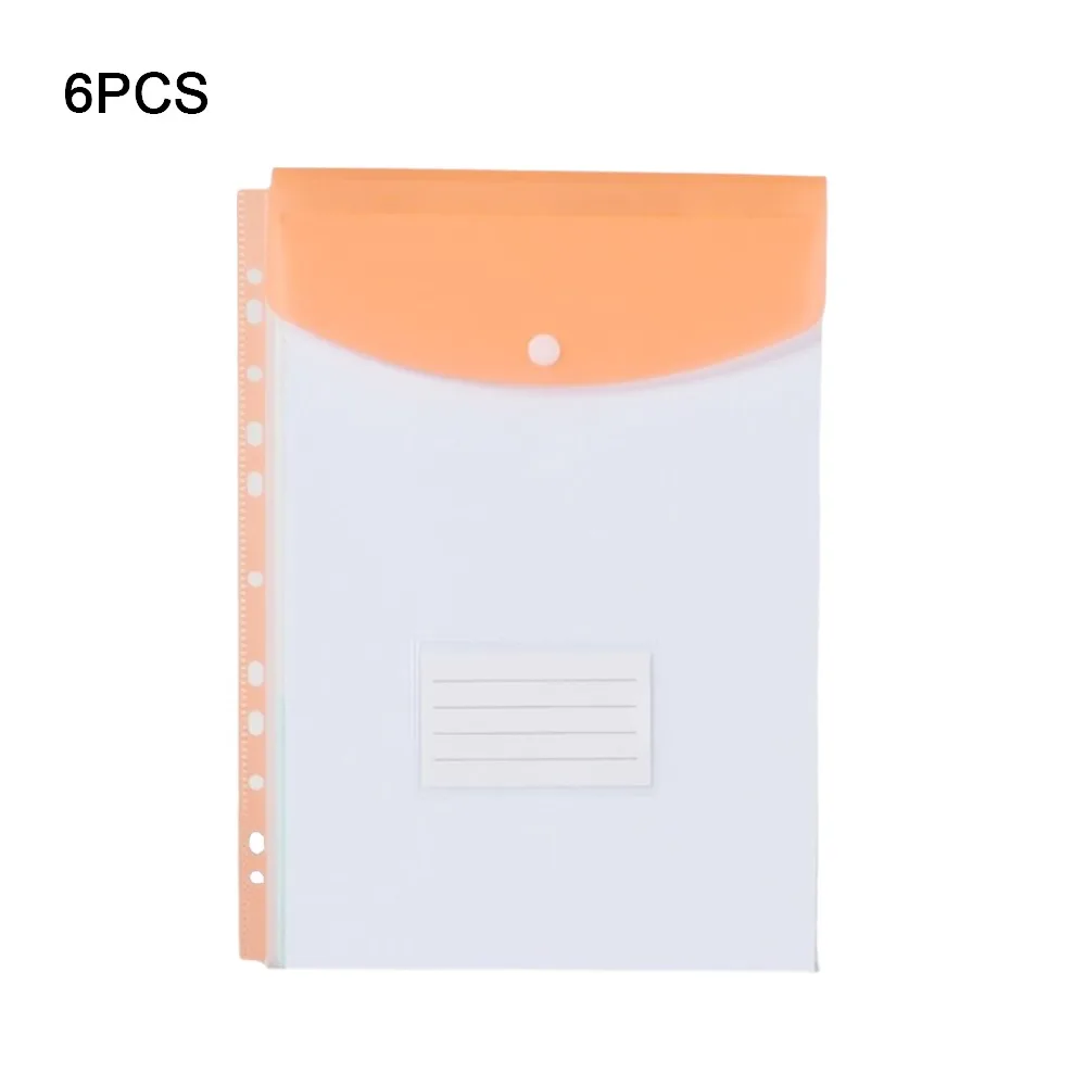 

6 шт. новые папки для папок из полипропилена, прозрачные перфорированные карманы формата А4, конверты большой емкости, этикетка, управление отрывными листами
